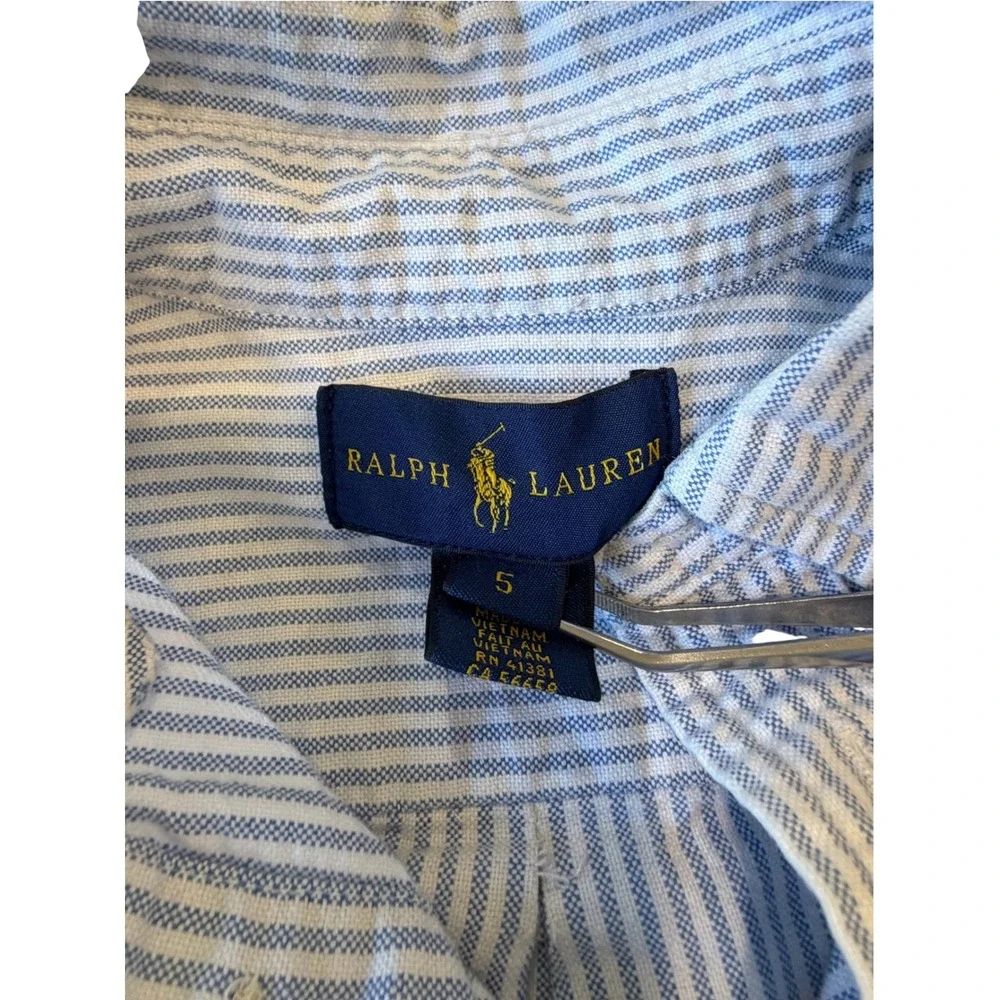Ralph Lauren Blue Striped Button Down Shirt, 5